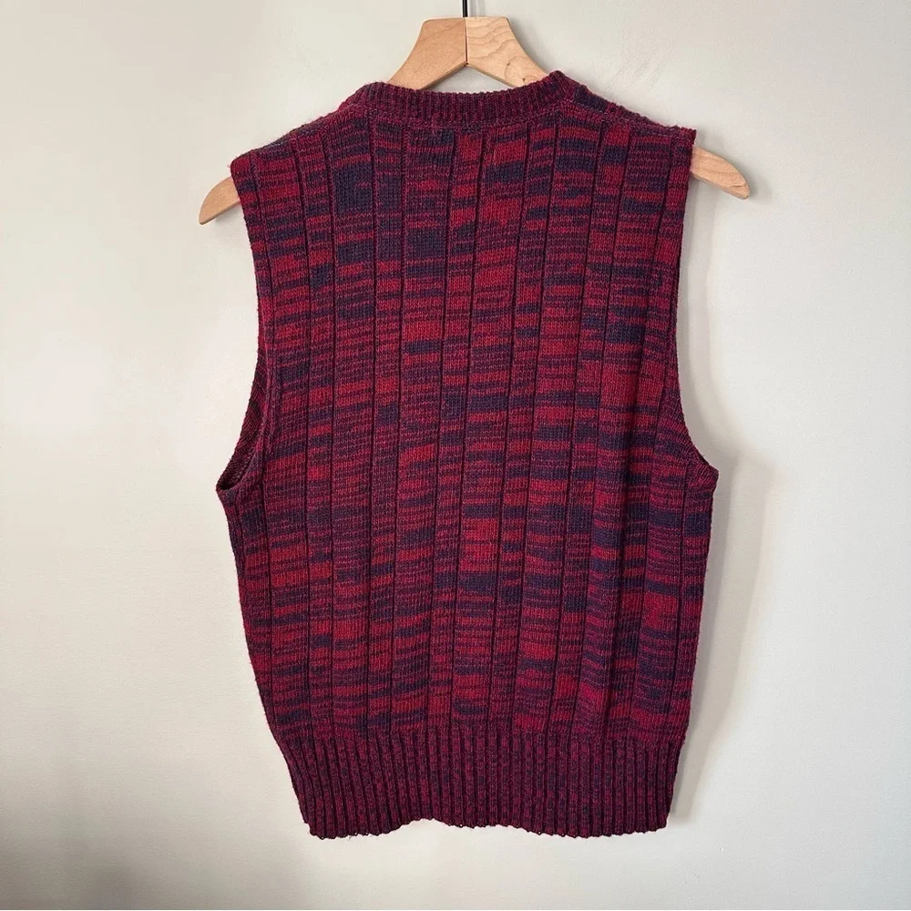 Expressions By Campus Vintage Sz M 70s 80s Sweater Vest Red Navy USA Made Wool - Picture 5 of 8